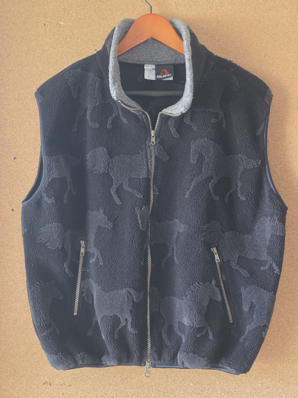 Vintage 90s Miller's Collection Polartec Horse Fleece Vest XL Equestrian
